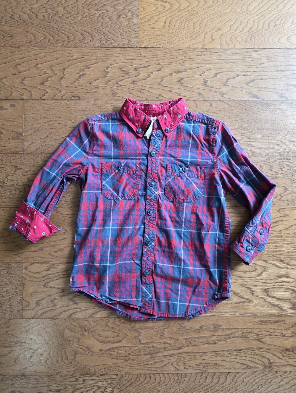 Matilda Jane Button Up Shirt Red Plaid Holiday Size Kids 4